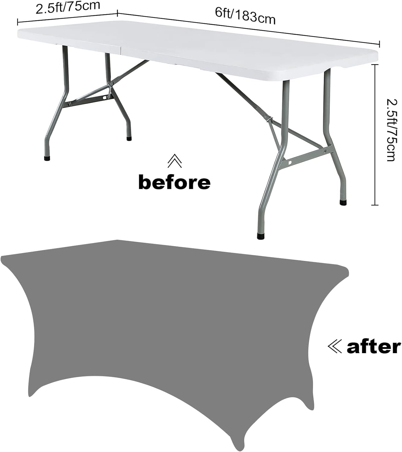 SuperO 2Pack Waterproof Spandex Table Cover for 6FT Table Universal Fitted Stretch Tablecloth for Party, Banquet, Wedding and Events-Navy