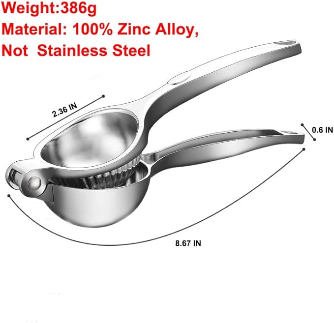 Lemon Squeezer, Heavy Duty Zinc Manual Lemon Juicer, Threaded Groove Fresh Small Oranges Limes Juicer Hand Press Manual Citrus Juicer Press for Home Restaurant Kitchen Accessories Utensils(Sliver)