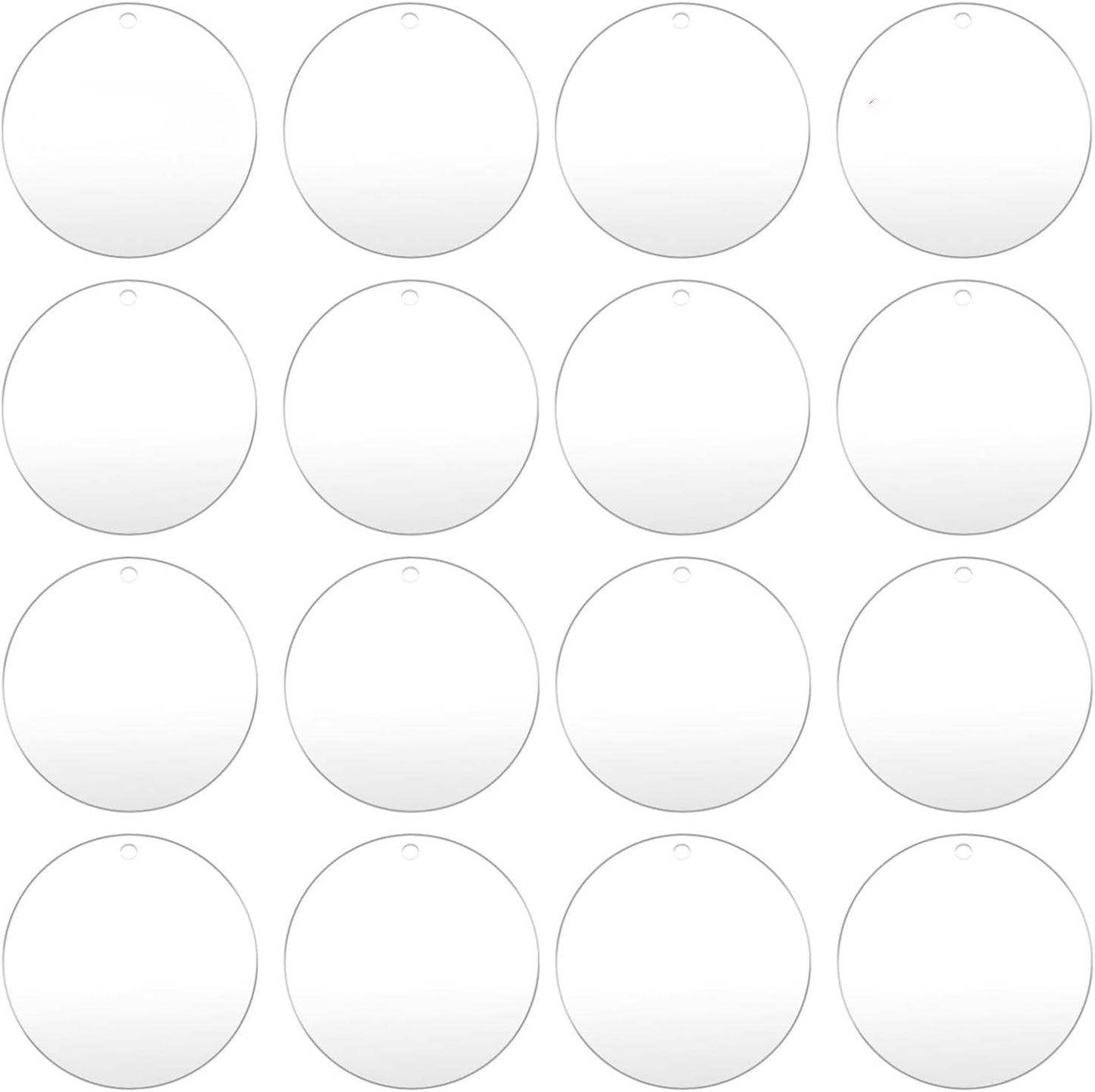 100pcs with Holes 1inch Blank Mini Acrylic Round Sheets, 2mm Thick Clear Circular Blank Tags for DIY Mini Pendant Jewelry Crafts Making Materials