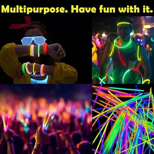 GiftExpress Glow Sticks Bulk 600 Pcs for New Year - 8" Assorted Neon Color Glow In The Dark Glowsticks - Bulk Light Up Party Favors to Make Glowstick Necklaces, Bracelets & Decorations for Kids