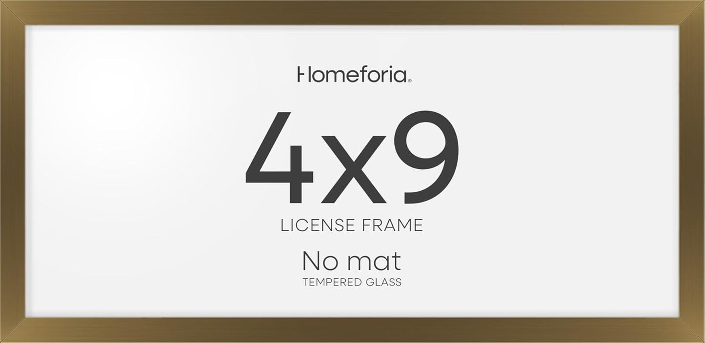 Homeforia 4x9 Business License Frame Bronze, High End Metal 4 x 9 Certificate Frame with Real Glass, 9x4 Document Frames for Wall or Tabletop, 4 by 9 Picture Frames, Tempered Glass, Wall Kit, Set of 1