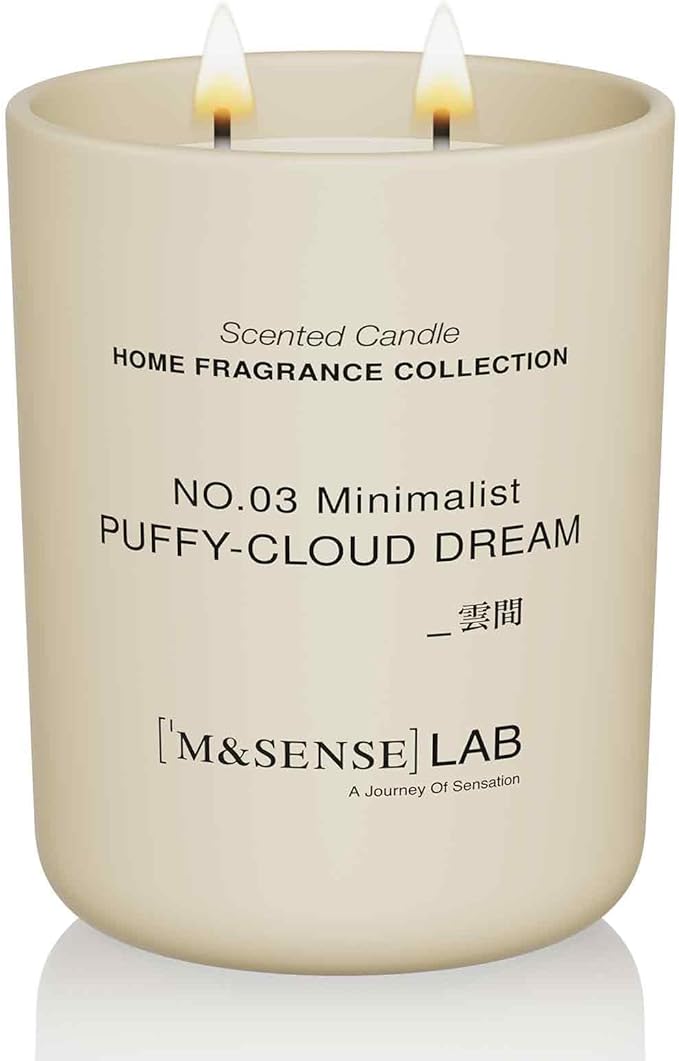 M&SENSE Natural Soy Candle| Puffy-Cloud Dream | 16.6 oz, 95H Burn | Minimalist Scented Candle for Relaxation, Gifting, Home Décor | for Bedroom, Office, Party Large