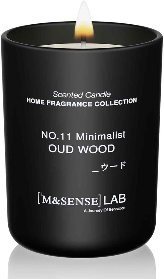 M&SENSE Natural Soy Candle| Oud Wood | 8.82 oz, 50H Burn | Minimalist Scented Candle for Relaxation, Gifting, Home Décor | for Bedroom, Office, Party Medium