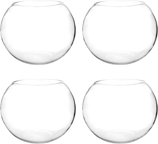 Craft And Party, Glass Bubble Vase, 8" Height x 10" Width, Set of 4 Glass Fish Bowl Vase, Bubble Bowl vase for Terrarium, Flower Vase Centerpiece