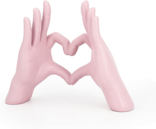 Accessoryway Pink Heart Hands Sculpture Decor - Valentines Day Decorations for Living Room, Bedroom, Office & Shelf Decor,Unique Heart Hands Ring Holder Display for Girls & Wedding Decorations