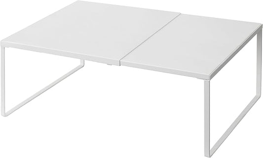 Nxconsu Cabinet Shelf Expandable Organizer Riser Rack for Kitchen Pantry Cupboard Under Sink Countertop Home Organization Extra Storage Space Saver Heavy Duty Metal Edgeless Design White Extra Large