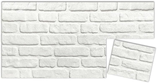 IZODEKOR 3D Wall Panels Brick Effect - Cladding, Stone Look, Styrofoam Facing for Living Room, Kitchen, Bathroom, Balcony, Bedroom, Back of Counter and Teras | Snow Slim (10" x 10" Sample)