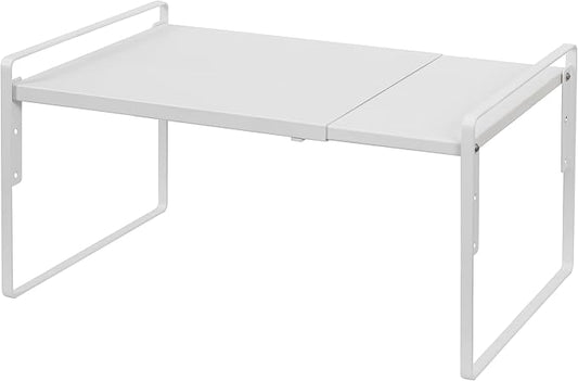 Nxconsu Cabinet Shelf Expandable Height Adjustable Shelf Organizer Riser for Kitchen Cabinet Pantry Cupboard Under Sink Countertop Organization Storage Space Saver Stackable Heavy Duty Metal White XL