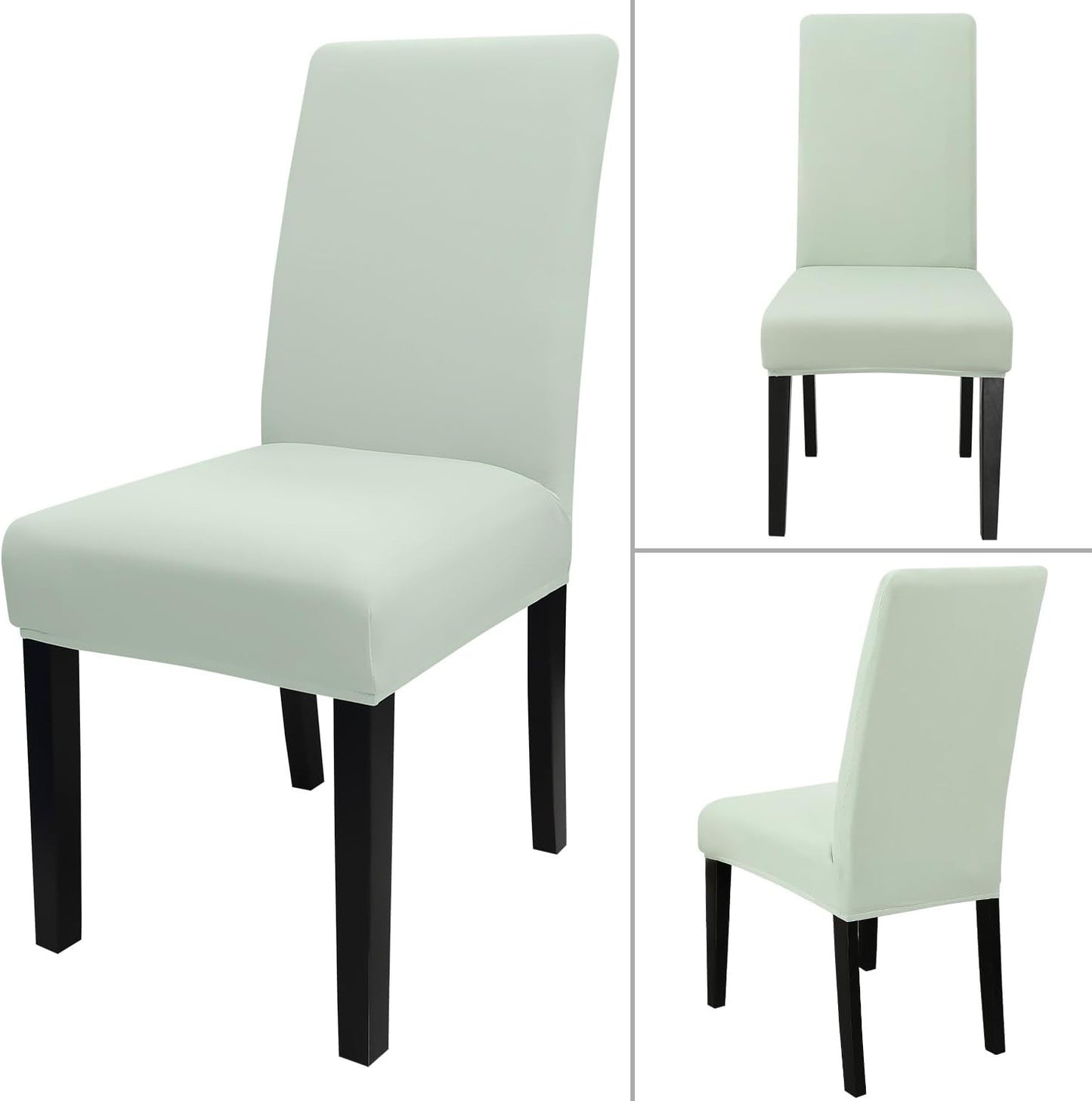 JQinHome Smoke Green Chair Covers for Dining Room Set of 4, High Stretch Removable Washable Parsons Chair Slipcover for Home Party Hotel Wedding Ceremony (4PCS,Smoke Green)