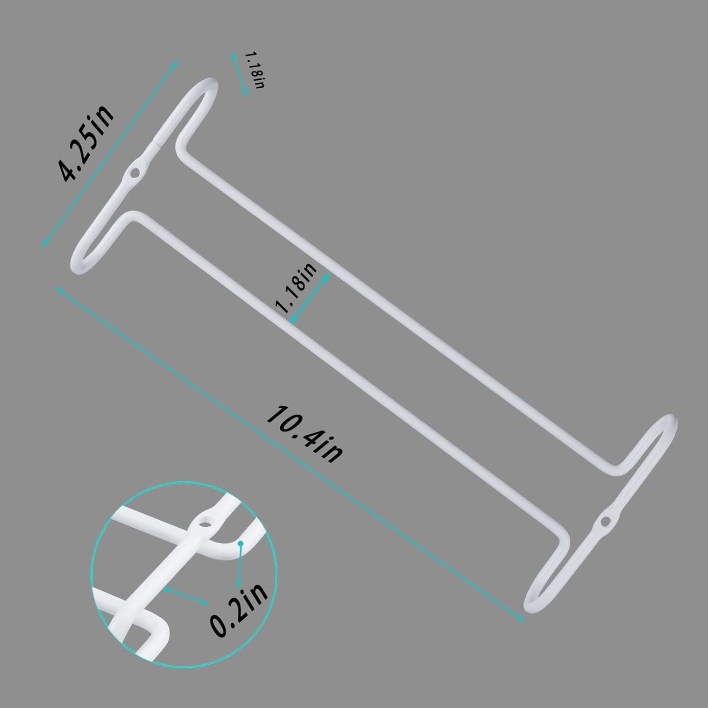 set 2 White Wine Glass Rack Under Cabinet Shelf 10 Inch Stemware Storage Hanging Hanger Organizer Glasses Holder with Drying Under Counter Metal for Kitchen and Bar