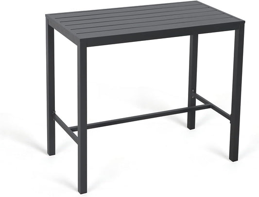 Soleil Jardin Bar Table High Top Table with All-Aluminum Frame Rectangular Pub Table for Indoor & Outdoor Use, Easy Assembly & Low Maintenance, Dark Grey