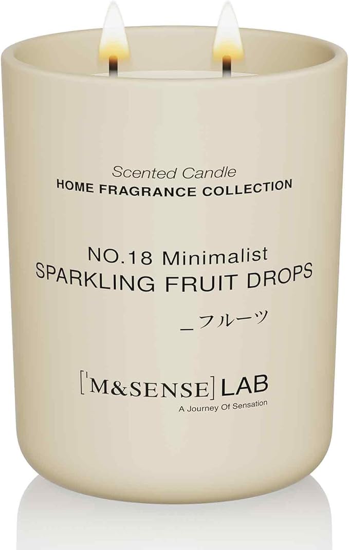 M&SENSE Natural Soy Candle| Sparkling Fruit Drops | 16.6 oz, 95H Burn | Minimalist Scented Candle for Relaxation, Gifting, Home Décor | for Bedroom, Office, Party Large