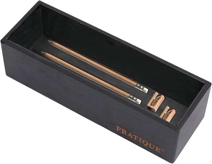 Bamboo Drawer Organizer - Kitchen Utensil Organizer Silverware Tray Cutlery Holder，Office Desk Supplies and Accessories,8.9 * 3 * 2.6inch,Black