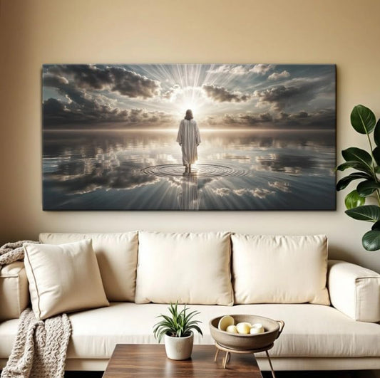 TAILORED CANVASES Jesus Walking on Water Canvas – Christian Wall Art, Jesus Canvas Wall Art, Jesus Pictures for Wall, Jesus Walks Jesus Poster, Jesus Art, Jesus Walking on Water Wall Art - 30x60