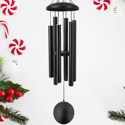 ASTARIN Outdoor Memorial Wind Chimes, 36 in with 6 Heavy Tubes, Deep Tone for Garden Hanging Decor, Sympathy Gifts. Black