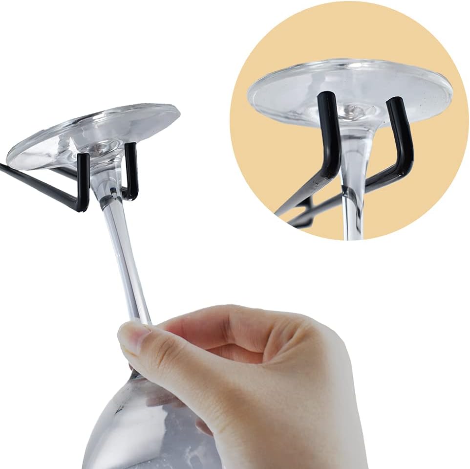 4 Packs 12 Inch Wine Glass Racks Cup Wall Mounted Stemware Hanging Wine Glasses Holder Under Cabinet Wire Wine Decor Racks