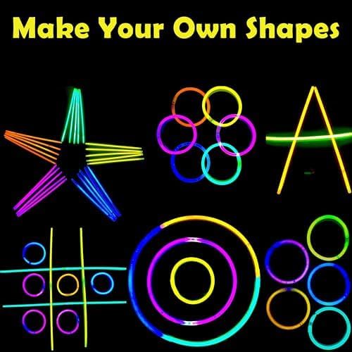 GiftExpress Glow Sticks Bulk 600 Pcs for New Year - 8" Assorted Neon Color Glow In The Dark Glowsticks - Bulk Light Up Party Favors to Make Glowstick Necklaces, Bracelets & Decorations for Kids