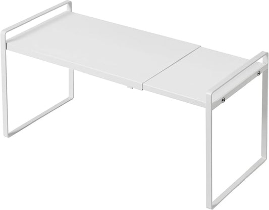 Nxconsu Expandable Cabinet Shelf Organizer Riser for Kitchen Pantry Cupboard Under Sink Countertop Home Storage Organization Rack Space Saver Freestanding Heavy Duty Nonslip Stackable White Large