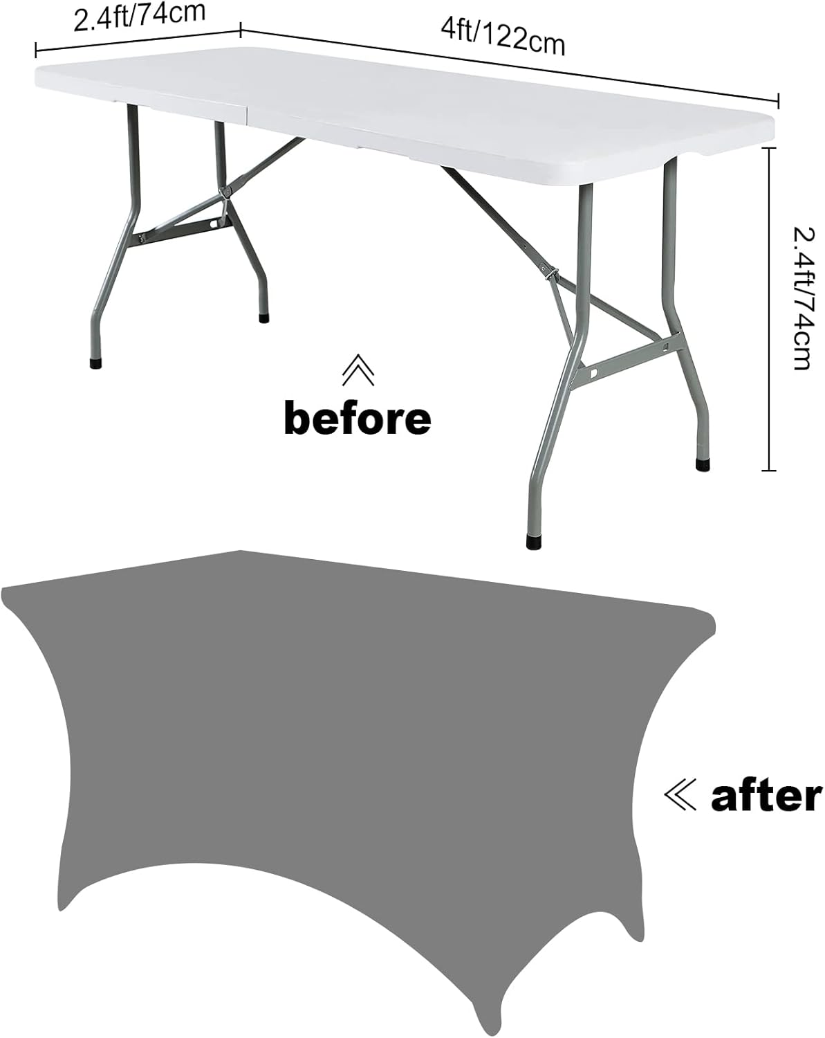 SuperO 2Pack Waterproof Spandex Table Cover for 4FT Table Universal Fitted Stretch Tablecloth for Party, Banquet, Wedding and Events-Fuchsia