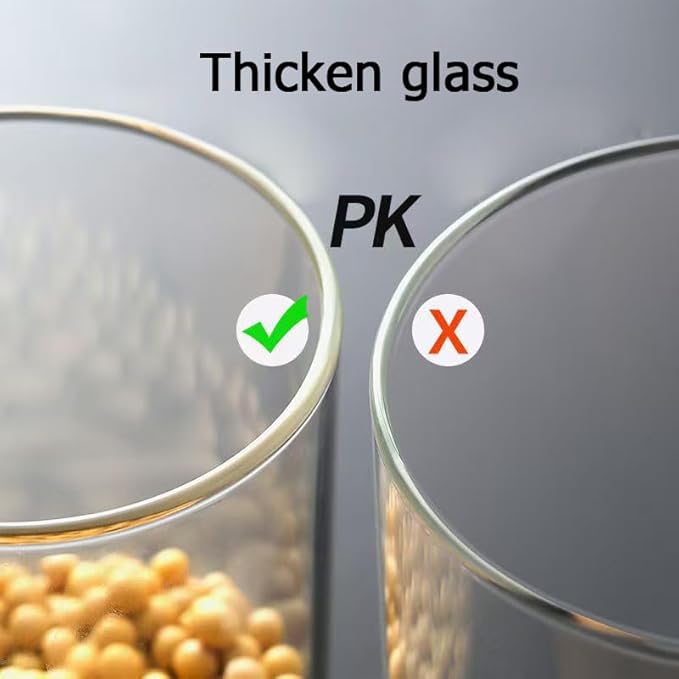 8 Pack Glass Jar with Airtight Bamboo Lid and White 132 Kichen Pantry Labels Preprinted - 21 Oz Clear Round Glass Food Storage Containers set For Tea Coffee Sugar Spice