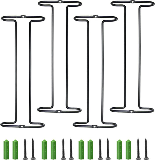 10 Inch Wine Glass Rack Under Cabinet Shelf Stemware Storage Hanging Hanger Organizer Glasses Holder with Drying Under Counter Metal for Kitchen and Bar Set of 4 Black