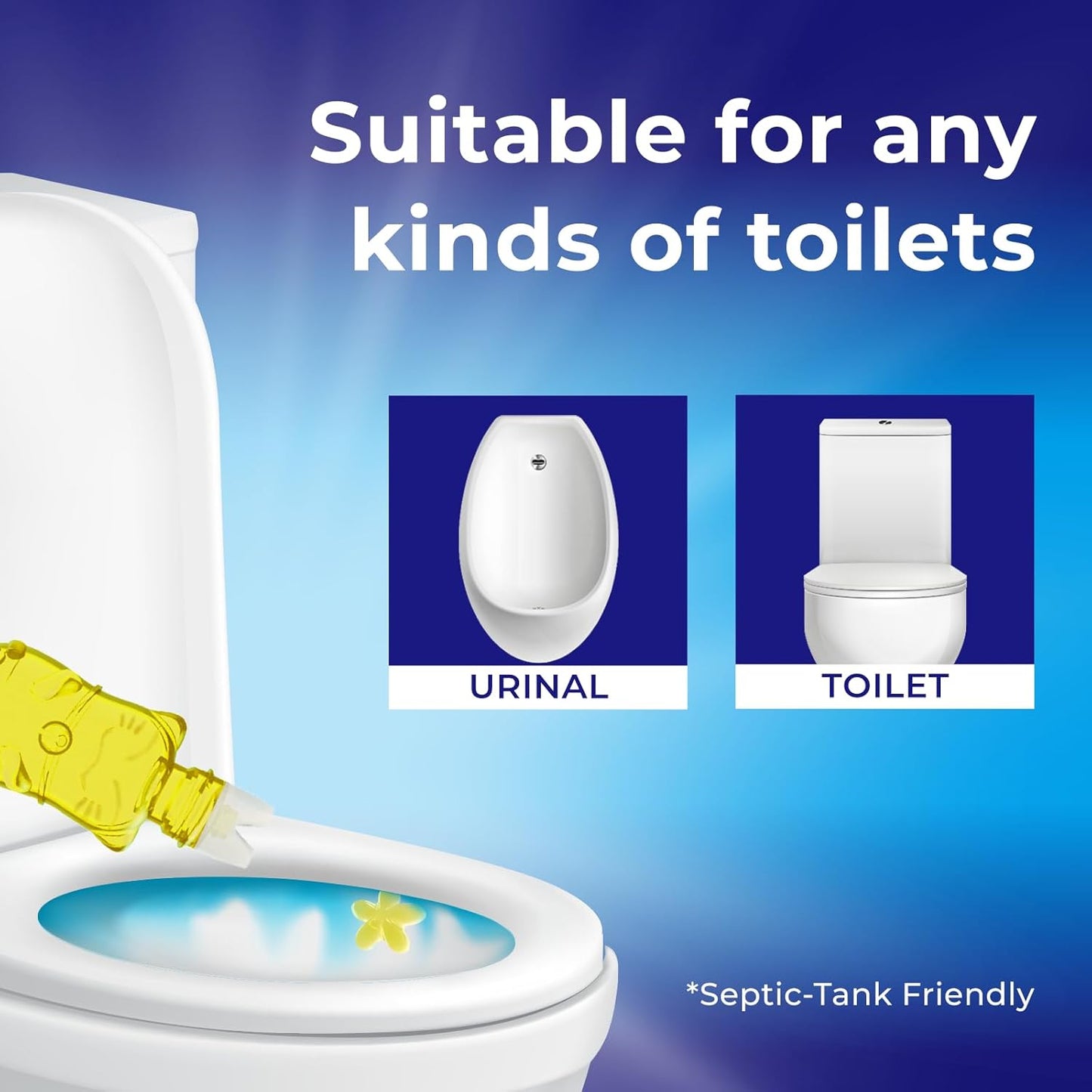 Toilet Gel Stamp - 8 Packs Toilet Bowl Cleaner Gel with Automatic Click, Freshener for Toilet Maintenance, 3.4oz, 6 Month Supply (Lemon)