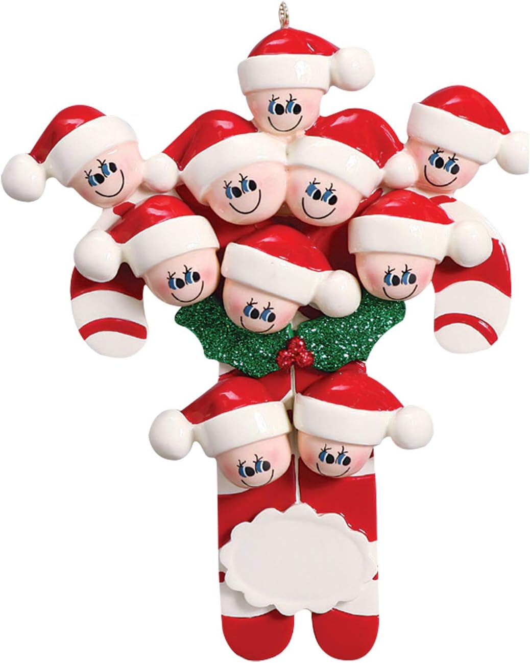 Candy Cane Family of 10 Ornament 2025 Personalized Family Christmas Ornaments 2025 | Holiday Keepsake Holly Berries Personalized Tree Ornaments for Grandchildren, Siblings & Grandkids of Ten Ornament