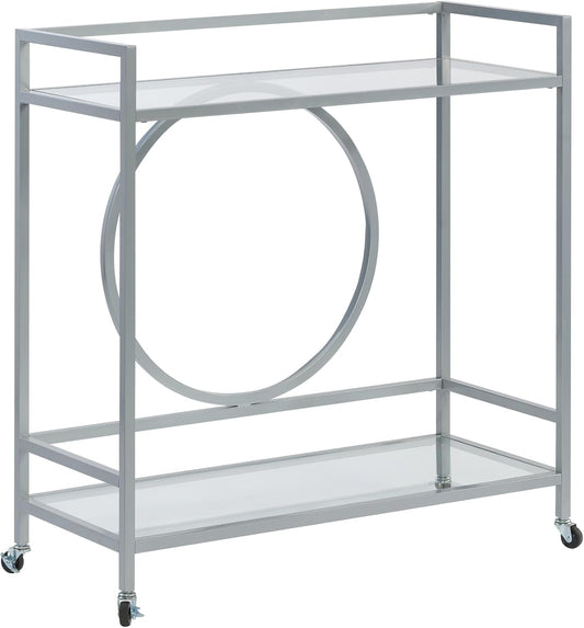 Sauder International Lux Bar Cart, Silver Finish