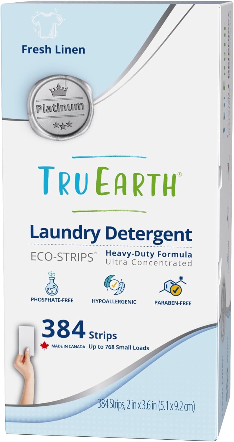 Tru Earth Platinum - Heavy Duty Laundry Detergent Sheets - Up to 768 Loads (384 Count, Fresh Linen Scent - Ultra-Concentrated - Eco-Friendly Laundry Sheets
