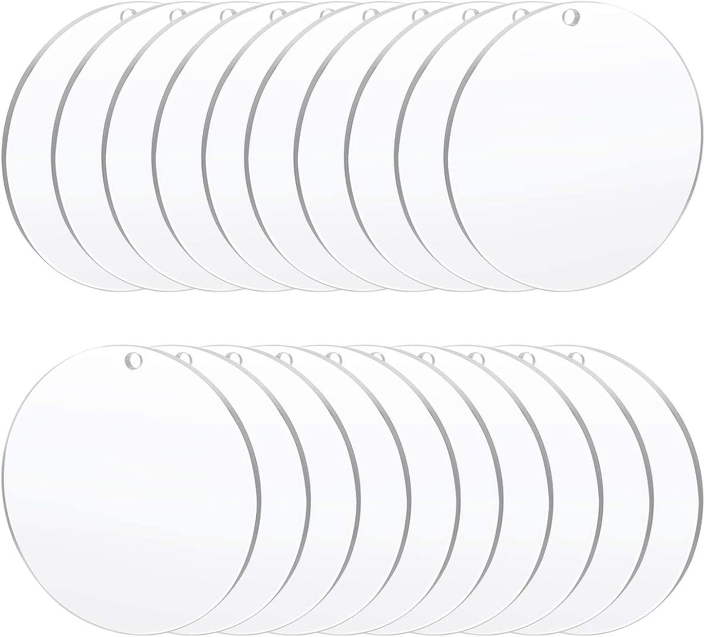 Acrylic Clear Ornament Circle Blanks 50 Pieces 1/16" Thick 3.5"/89 mm Transparent Round Acrylic Disc for DIY Crafts with Christmas Tags