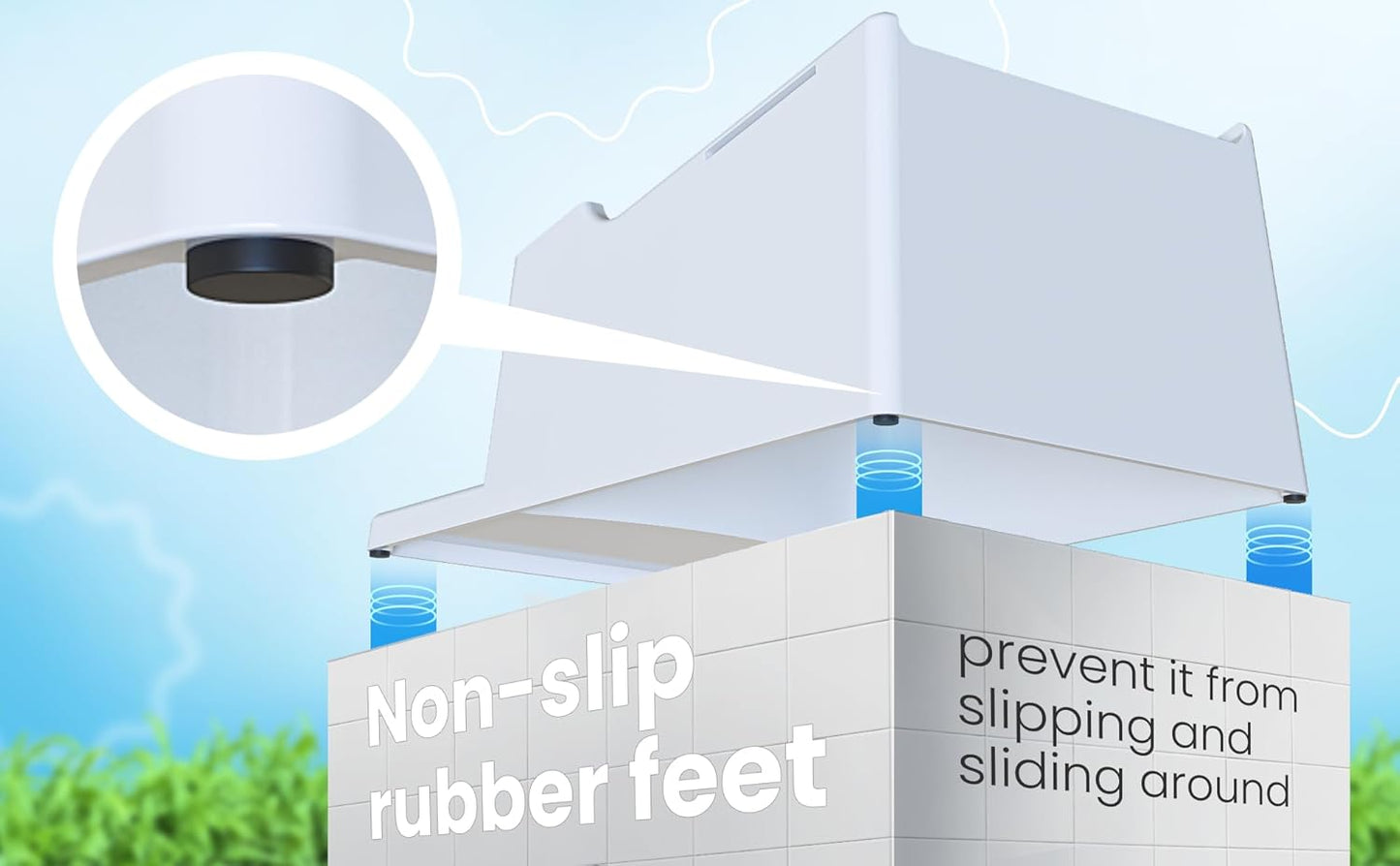 TidyFriend No-Spill Liquid Laundry Detergent Dispenser Holder, Laundry Soap Dispenser Holder with Drip Tray for Laundry Room Organization (No Strap, White)