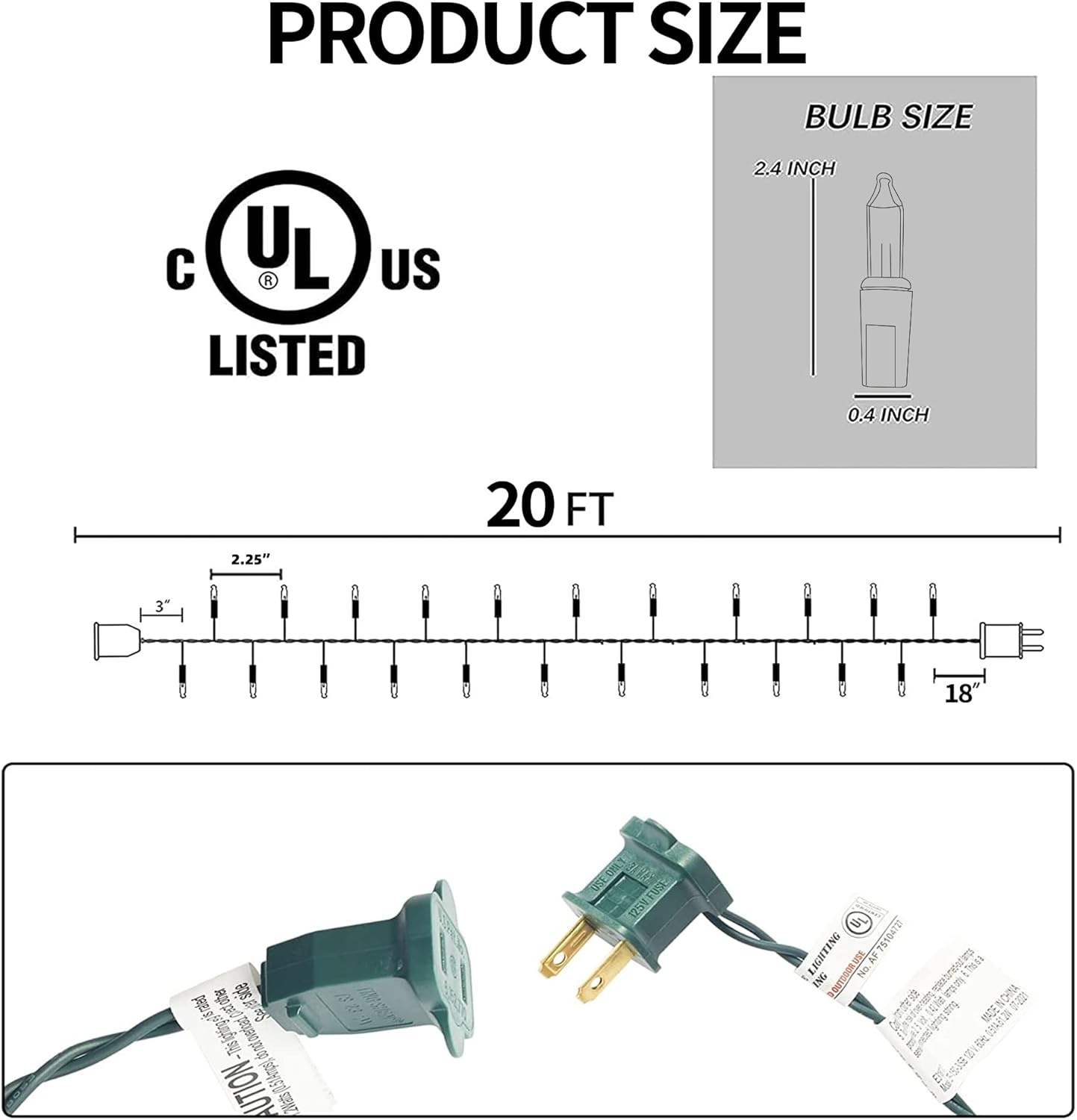 Dazzle Bright Christmas Mini String Lights, 60FT 300 Count Incandescent Waterproof Fairy Lights Plug in, Connectable Christmas Decorations for Indoor Outdoor Home Party Garden Yard, Warm White