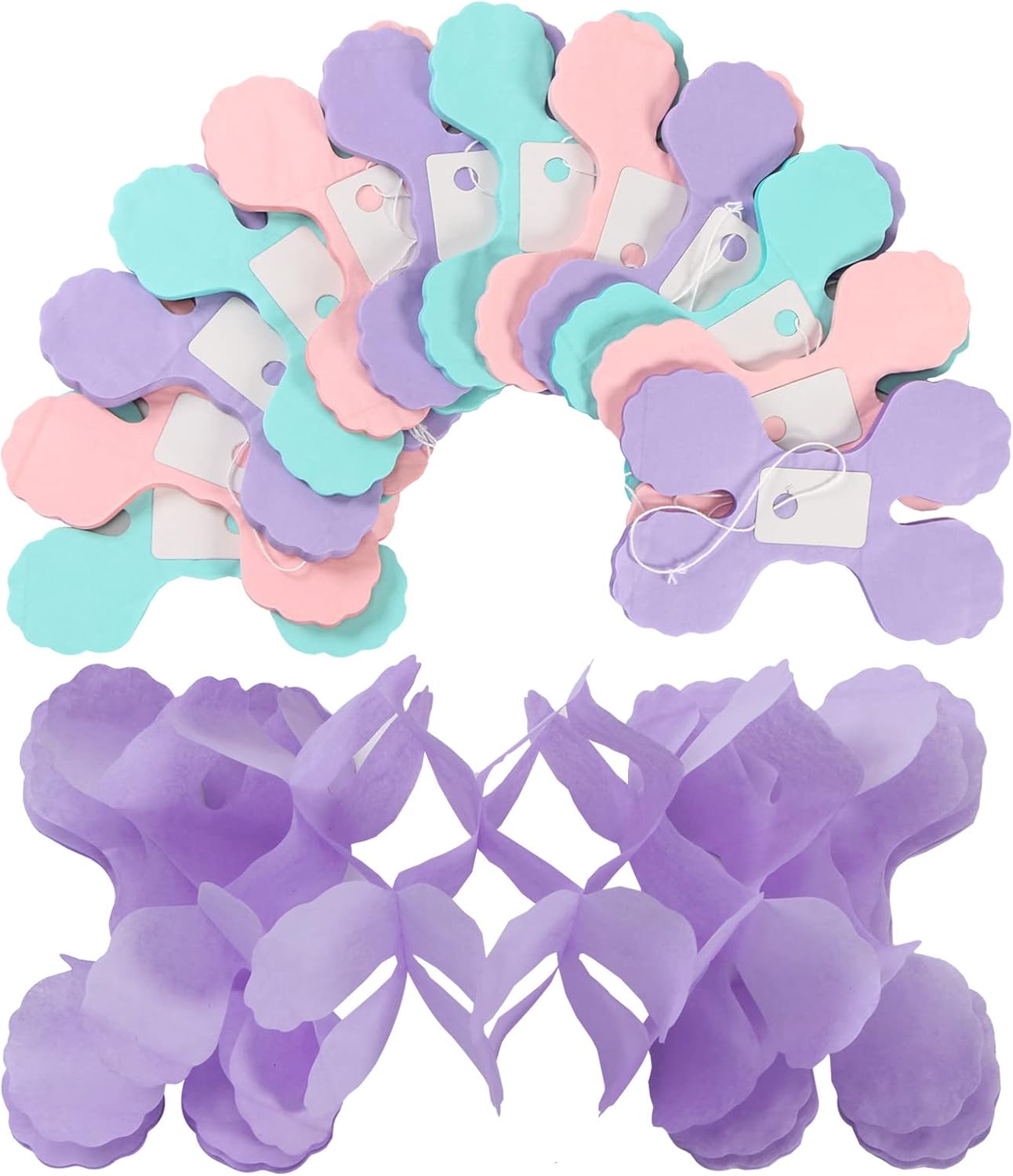 Pink-Purple Mint Mermaid Party-Decorations Streamers-Garland - 12pcs Teal Ocean-Themed 4-Leaf Clover Paper Streamer,Bridal Shower Girls Baby Shower Birthday Wedding Banners Decor Ouruola