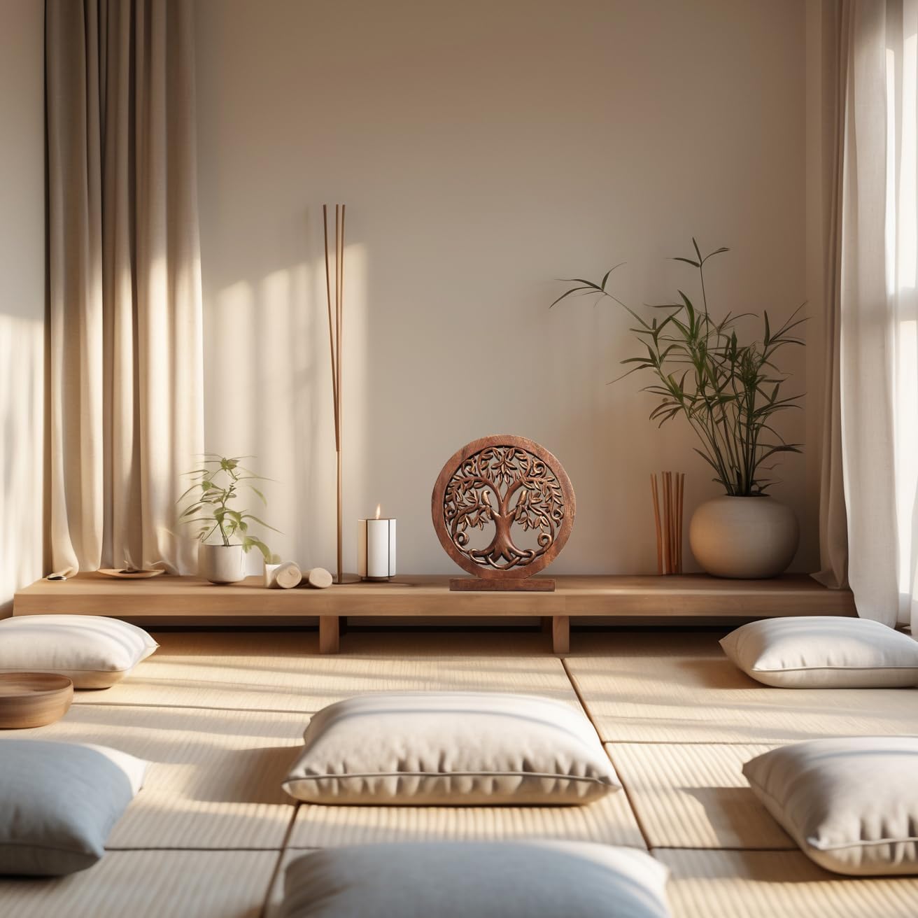 Decozen Solid Wood Tree of Life Sculpture - Home Decor, Living Room, Boho, Shelf, Coffee Table, Centerpiece Table Decorations, Mantle, Dining Table Centerpiece, Bathroom Shelf, Entryway, Farmhouse