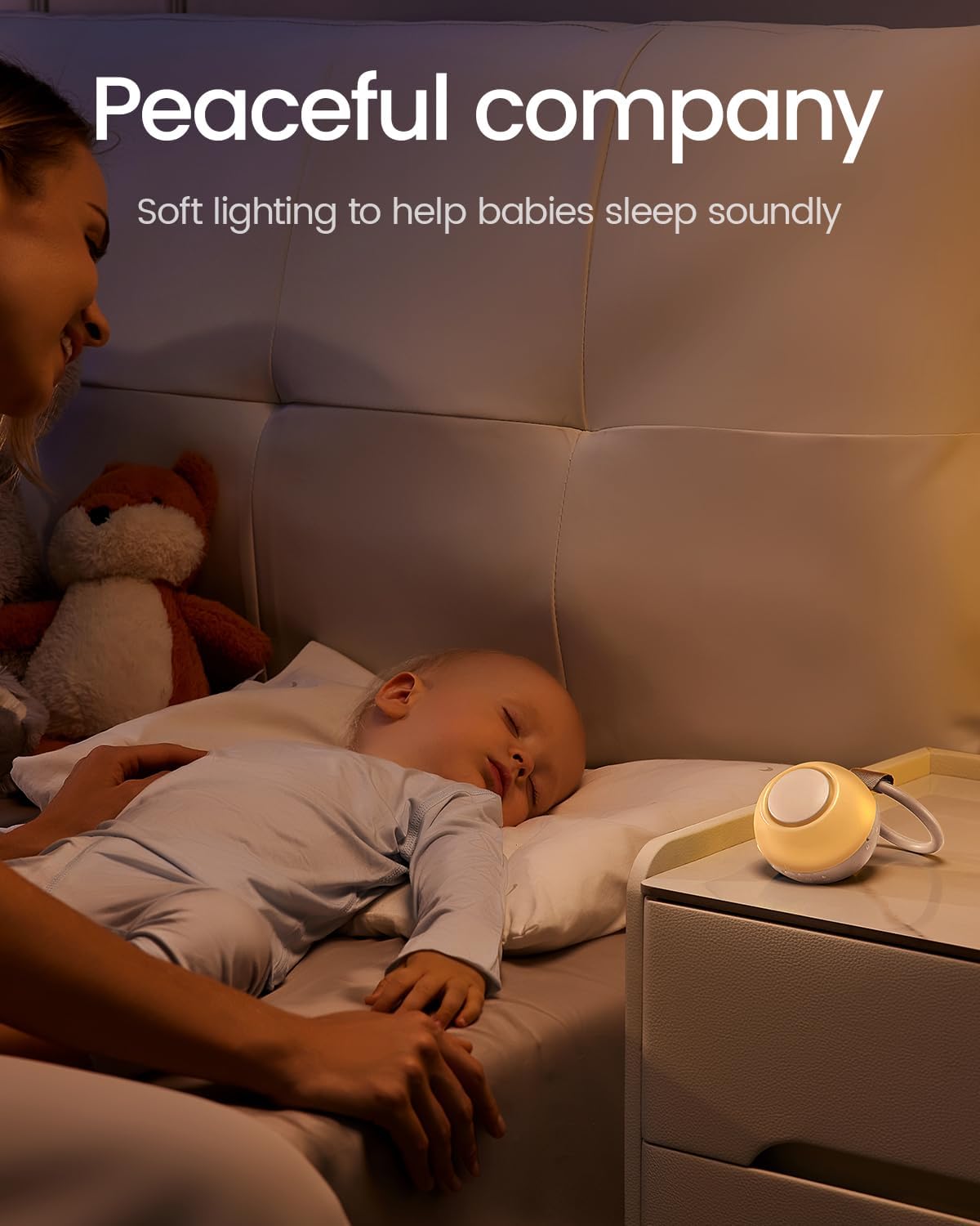 2025 Mom's Choice Awards, Portable Sound Machine for Baby Adult, AI Cry Detection, 18 Soothing Sound, Bluetooth Rechargeable White Noise Machine for Home Office Travel, Nursery Light, Pink