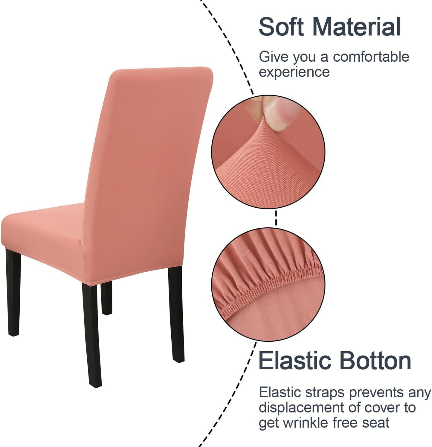 JQinHome Terra Cotta Chair Covers for Dining Room Set of 4, High Stretch Removable Washable Parsons Chair Slipcover for Home Party Hotel Wedding Ceremony (4PCS,Terra Cotta)