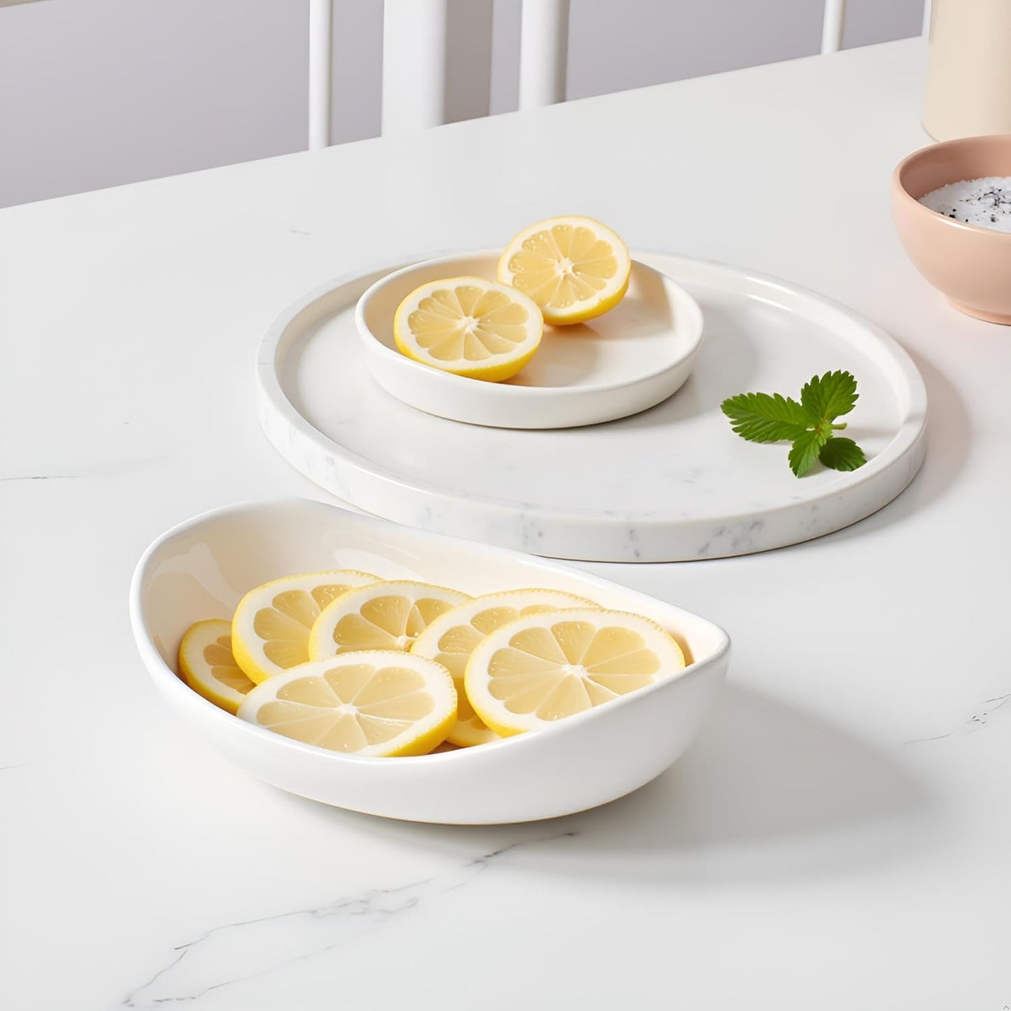 HBlife Extra Large Fruit Basket for Kitchen Counter - 2 Tier Ceramic Fruit Bowl with Metal Stand, Bathroom Countertop Organizer, Tiered Serving Trays for Party