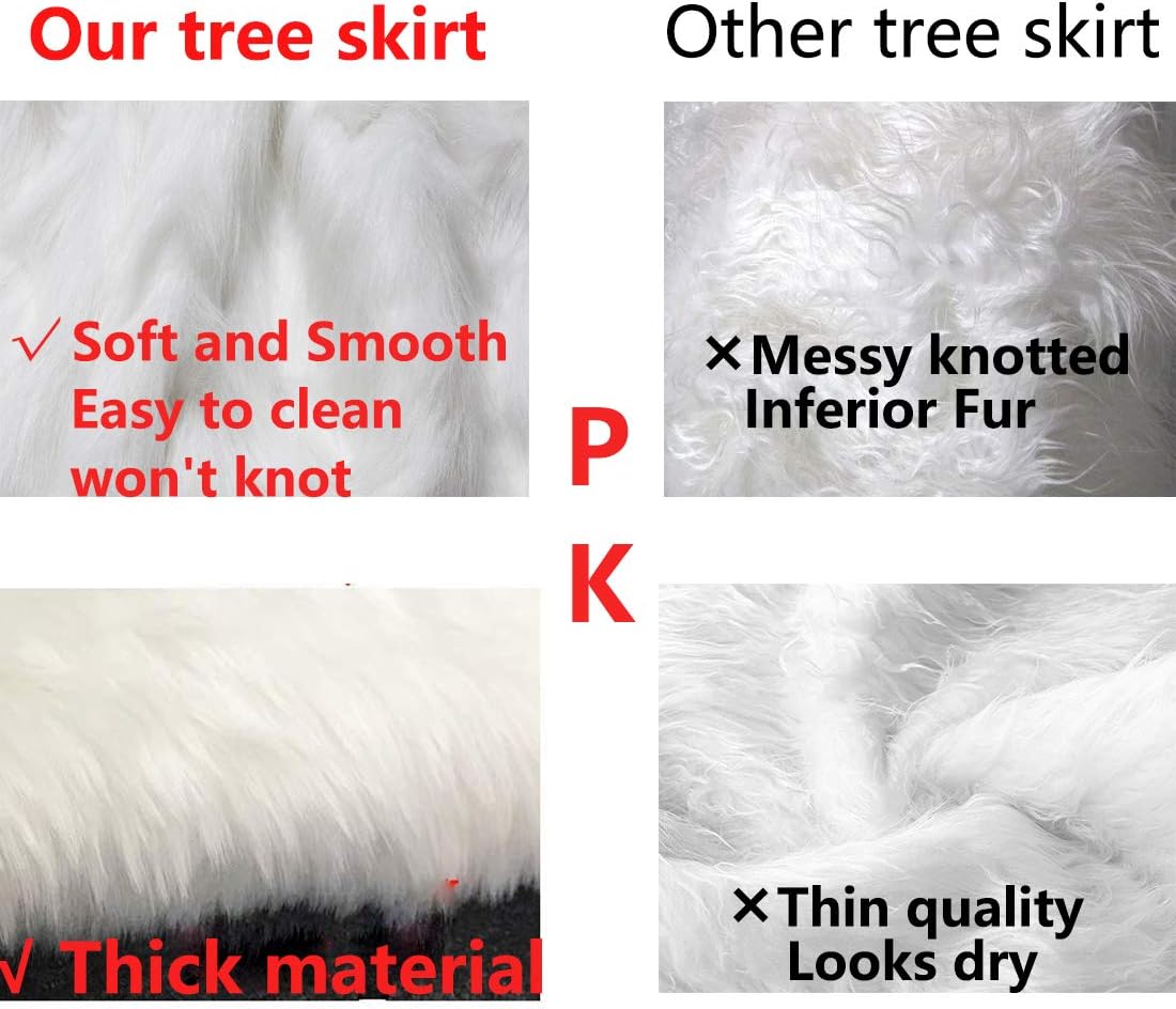 AISENO 60 Inch Christmas Tree Plush Skirt Decoration for Merry Christmas Party Faux Fur Christmas Tree Skirt Decorations