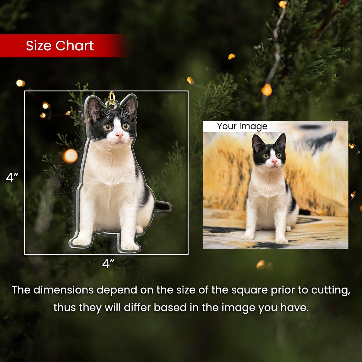 Personalized Acrylic Photo Ornament - Customized Christmas Tree Decor, Gift for Cat Lovers