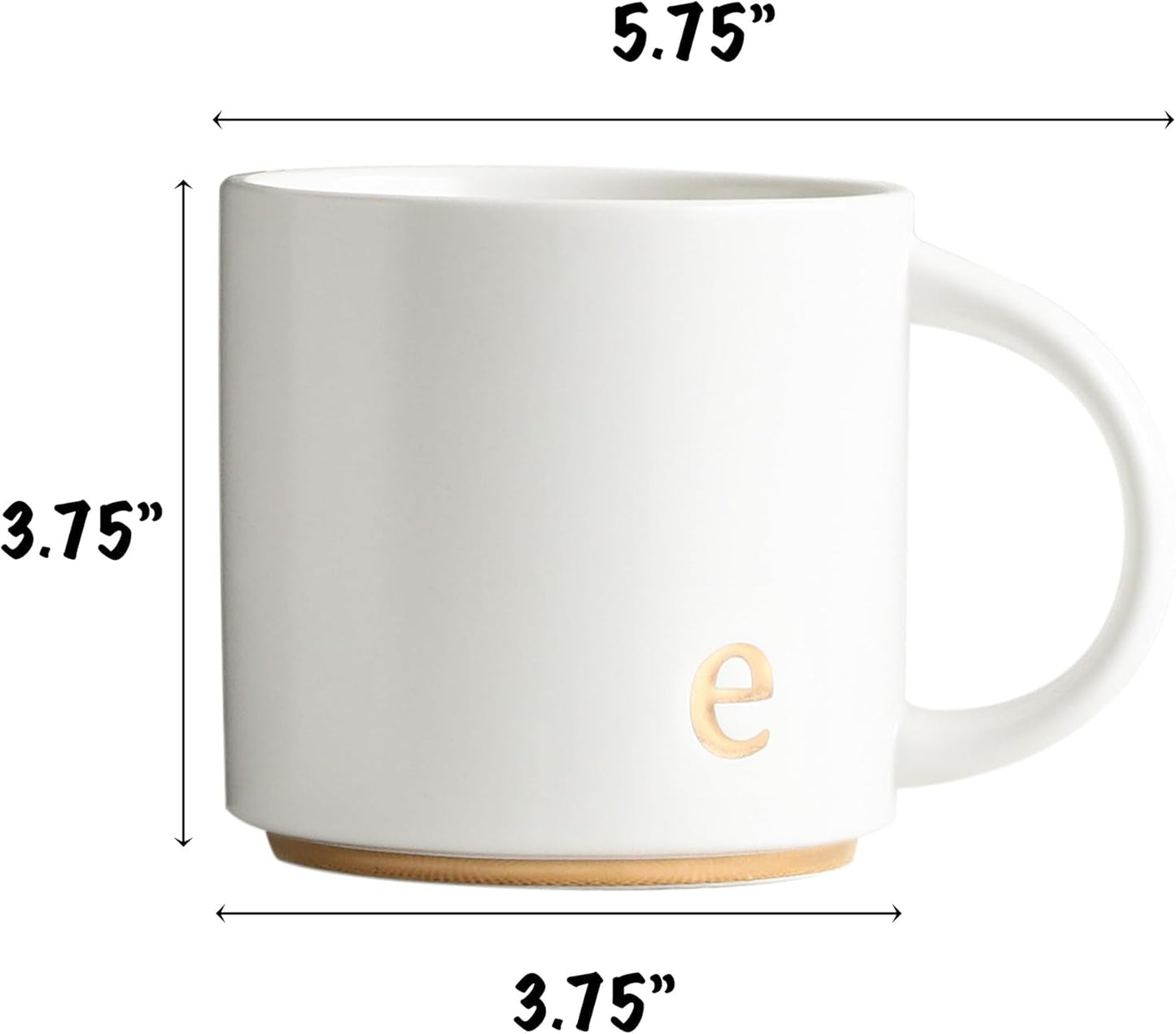 COLLECTIVE HOME - Monogram Ceramic Mugs, 15 oz Golden Initial Coffee Cups, Elegant Alphabet Tea Mugs, Elegant Personalized Mug with Gift Box, Luxurious Cups for Office and Home (e)