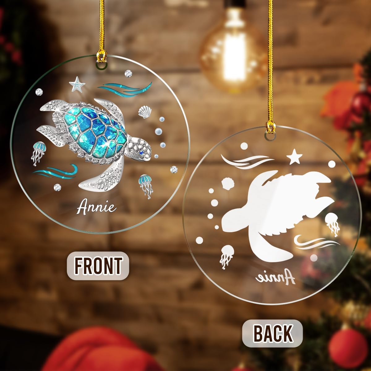 Personalized Photo Ornament for Family - Custom Round Acrylic Ornaments for Family, Create Your Own Ornament Keepsake Gifts Xmas Home Decorations