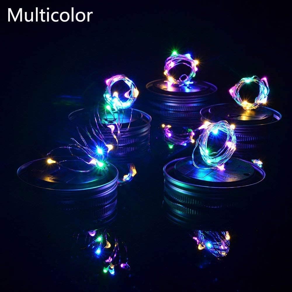 8 Pack Solar Outdoor Fairy Star Firefly Jar Lids Lights,Solar Fairy String Lids Lights（No Jars）,Waterproof Lantern Mason String Solar Lights with Hangers for Regular Mouth Jars