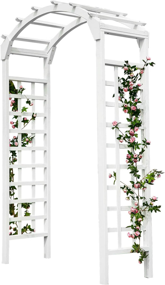 Solid Fir Wooden Garden Arch Premium Outdoor Trellis for Climbing Plants, 84.5”H×49.37”W×23.5’’D, Also can be Used for Wedding and Party Decoration