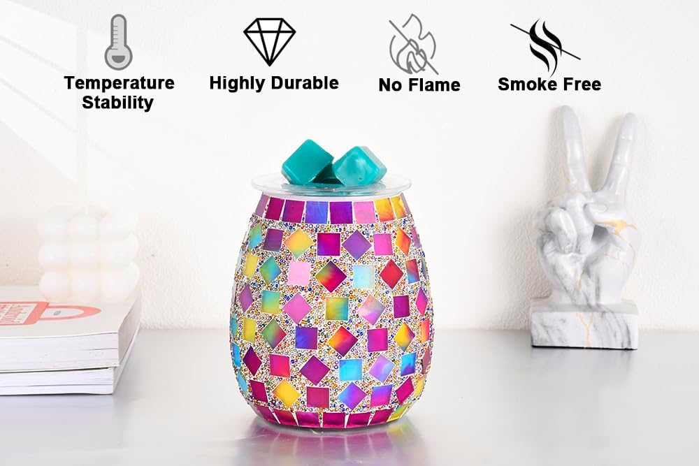 Dicimi Mosaic Glass Wax melt Warmer, Candle Wax Warmer, Electric Oil Burner,Wax Warmer for Scented Wax, for Essential Oil Burner & Wax Melts Burner MSK00012