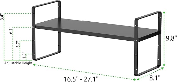 Expandable Cabinet Storage Shelf Stackable Organizer Rack for Kitchen Bathroom Pantry Spice Cupboard Countertop Home Office Desk Heavy Duty Nonslip Black Small 3 Pack