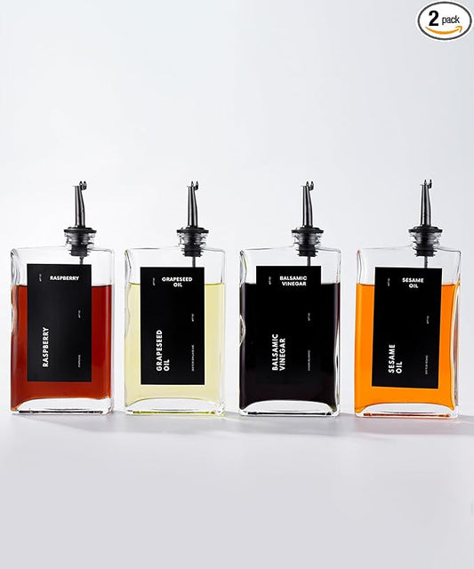 Olive Oil Dispenser for Kitchen, Cooking Oil Dispenser, Oil and Vinegar Dispenser Set, Olive Oil Bottle, Soy sauce dispenser, coffee syrup bottles - 4 pcs, Black