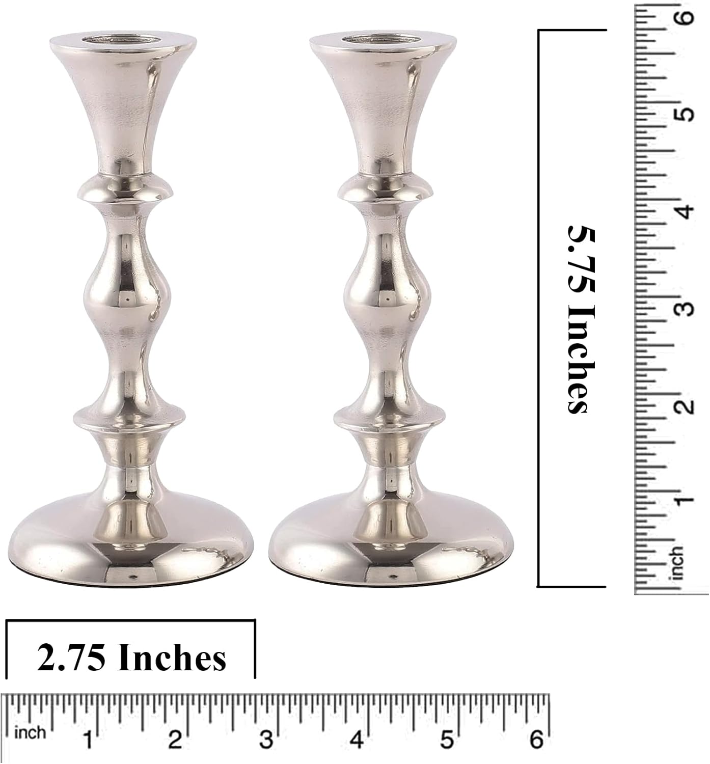 Rely+ Silver Candle Holders Set of 2 Decorative Centerpiece Table Candlesticks Holders for Taper Candles Home Decor Easter Candle Holders for Dinner Party Wedding Decorations