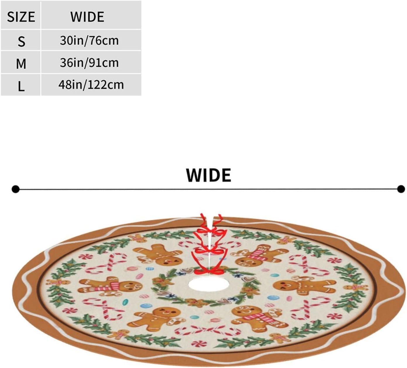 Christmas Tree Skirt,Gingerbread Xmas Tree Skirt Rustic Farmhouse Tree Skirt for Christmas Decor Xmas Holiday Home Party Decorations48