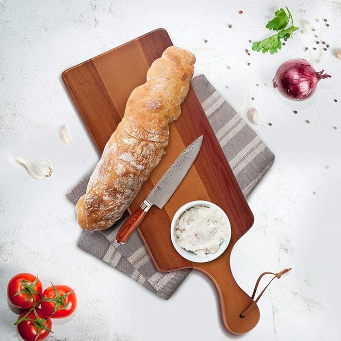 AIDEA Wood Cutting Board with Handle, Cheese Board Chartuterie Board for Kitchen, Party 17" LenghtX6"Height (2 Pack)