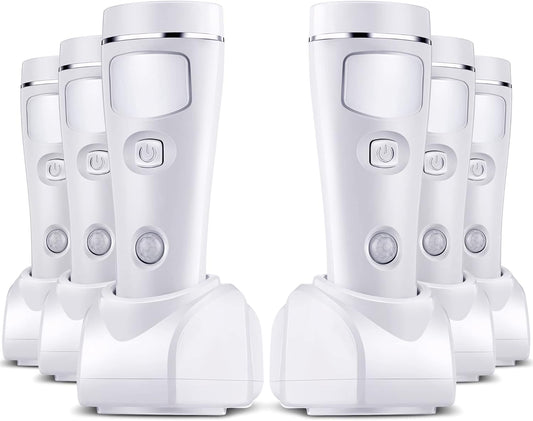 Enhon 4 in 1 LED Emergency Lights for Home Power Failure, 6 Pack Rechargeable Plug in Flashlight Motion Sensor Night Light, Automatic Turn On Power Outage Light for Home Hurricane Supplies(White)